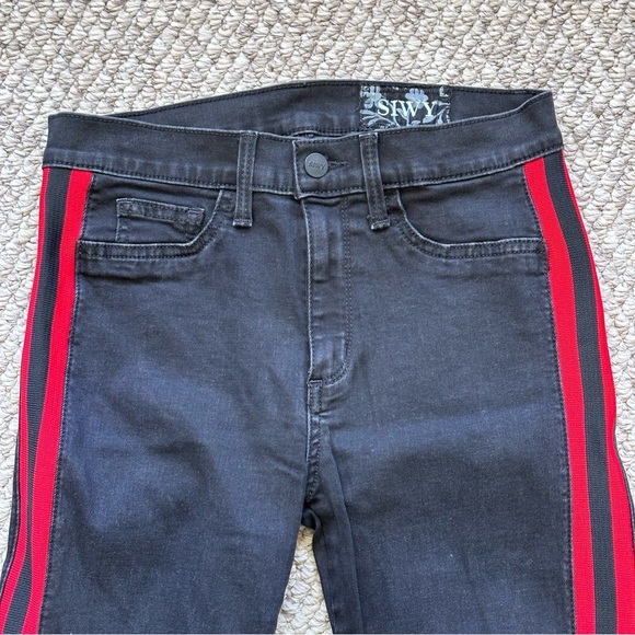 SIWY women’s jeans red stripe bottom stirrups black red size 28” waist USA Made - Picture 14 of 14